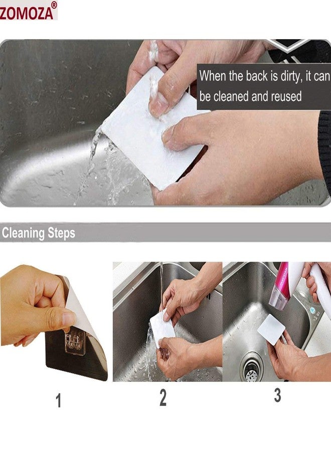 ZOMOZA Multi-Purpose Rustproof Stainless Steel Rail with 6 Plastic Hooks Bathroom Kitchen Sticker Hanger for Storage Towel Kitchenware Hook Hanger - Multicolour - Image 5